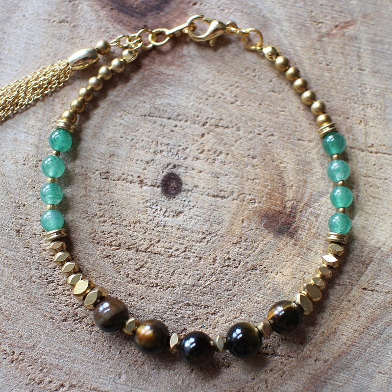 Muse自然风系列NO.77蓝黄色虎眼石东菱玉黄铜手链 - 手链/手环 - 其他材质 蓝色