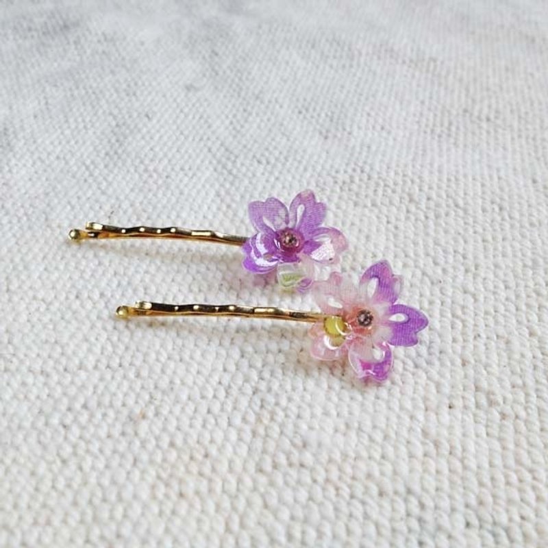 千樱花火,镂空樱,小侧夹,浏海夹,发夹,一对-紫 - 发饰 - 压克力 紫色