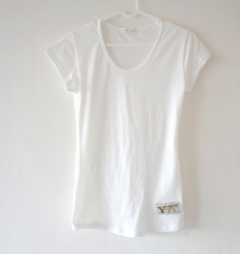 最舒服的内搭 ✦ 软软100%纯绵t-shirt ✦ 牛牛V领（四色：纯白/粉红/麻花灰色/海蓝） - 女装 T 恤 - 棉．麻 多色