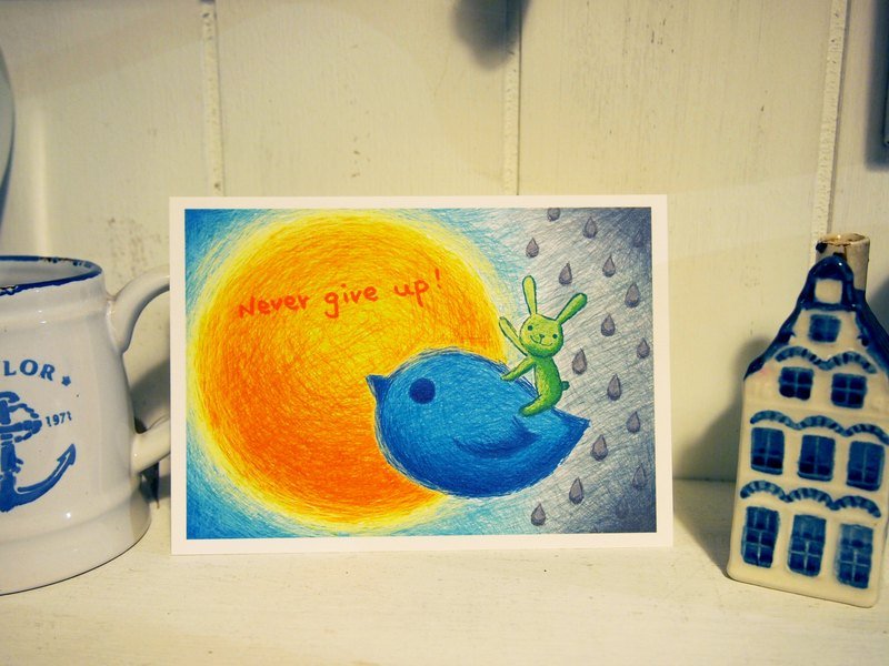 兔子系列。插画明信片-Never give up - 卡片/明信片 - 纸 