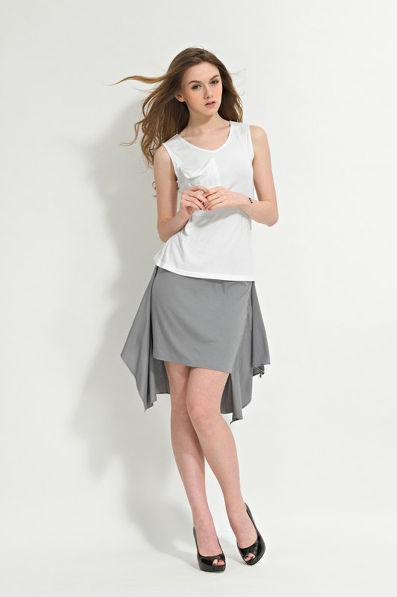 口袋无袖背心 Classic Pocket Tank - 女装短裤 - 棉．麻 白色