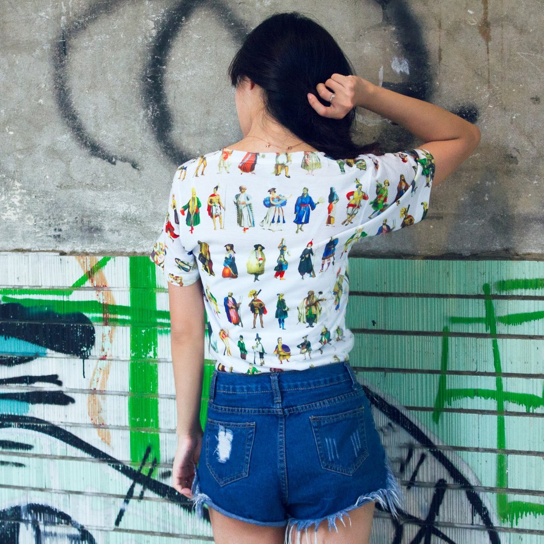 美国定制全版印刷男女T-shirt 可爱人物插画 American Apparel - 中性连帽卫衣/T 恤 - 其他材质 多色