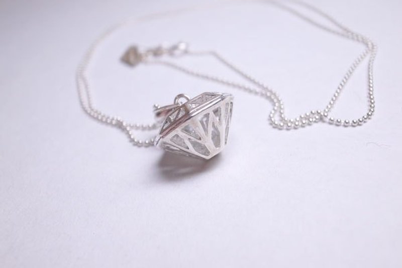 LOGO系列~纯银镂空四小晶钻项炼(附炼) - 项链 - 其他金属 白色