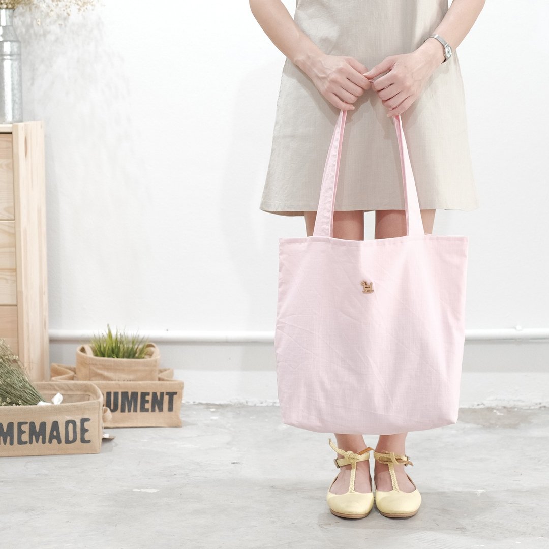 Cherry Blossom Linen Tote Bag : Little Rocking Horse in the Pastel World - 侧背包/斜挎包 - 其他材质 粉红色