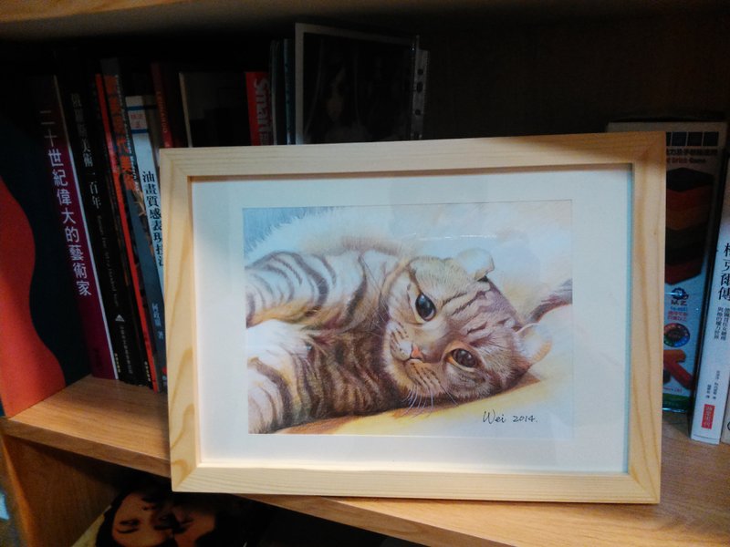 纯手绘色铅笔宠物画像(含身躯或背景)(含框) - 其他 - 纸 多色