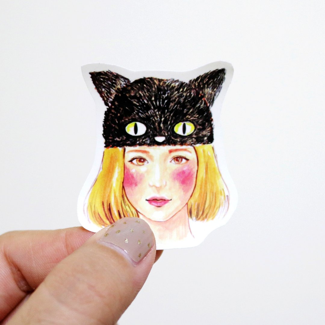 妃炫少女‘猫猫头’单张大头贴纸 - 贴纸 - 纸 