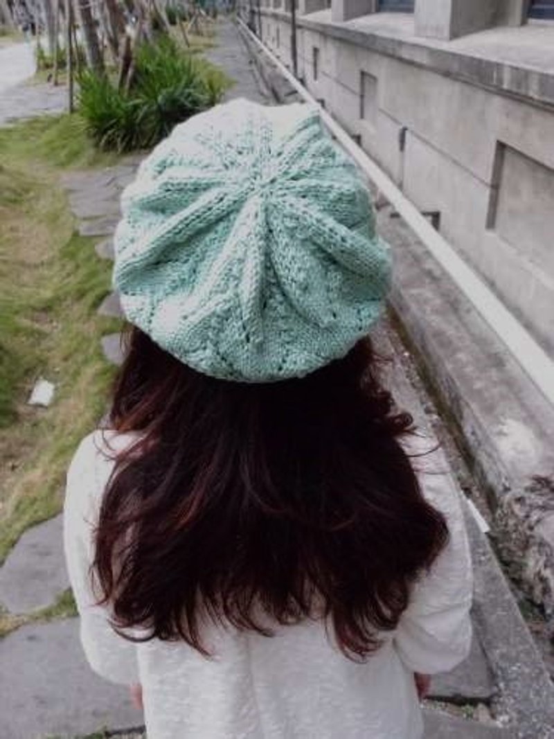 涟漪贝蕾帽- 浅水绿 手工编织 - 帽子 - 其他材质 绿色