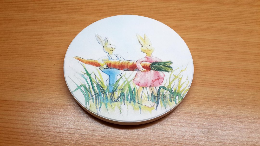 嘿唷嘿唷拔萝卜 吸水杯垫 - 杯垫 - 其他材质 