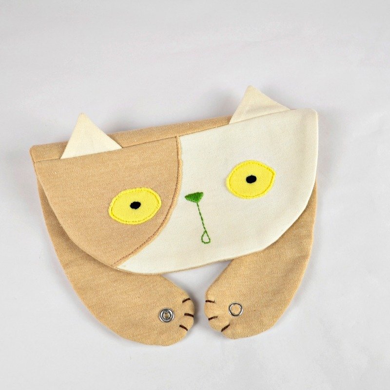 【 巷 猫 系 列 - 牛】 有机棉围兜口水巾 - 围嘴/口水巾 - 棉．麻 