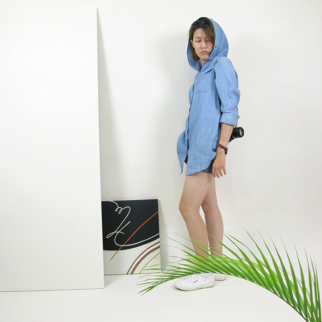 │千金难买早知道│连帽牛仔衫VINTAGE/MOD'S - 女装衬衫 - 其他材质 