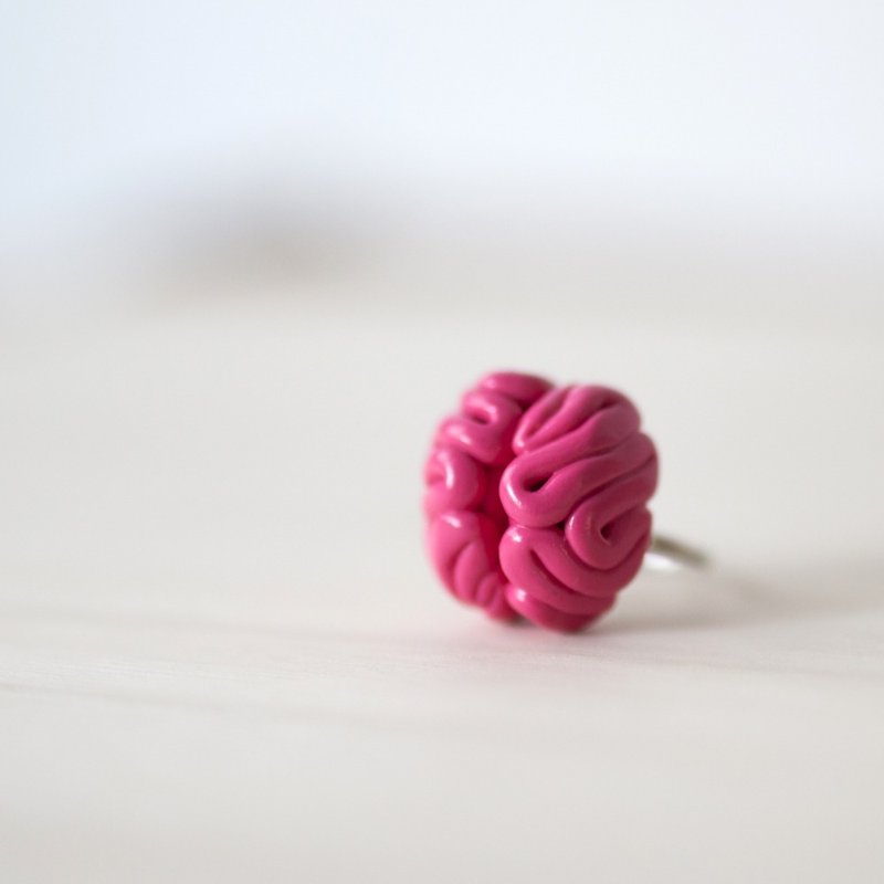 请携带脑袋出门 ◈ 脑袋戒指 - 戒指 - 塑料 粉红色