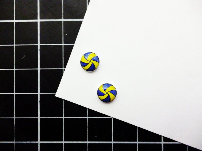 Fei，story - 手绘螺旋排球耳环 防过敏耳针/耳夹 - 耳环/耳夹 - 塑料 多色