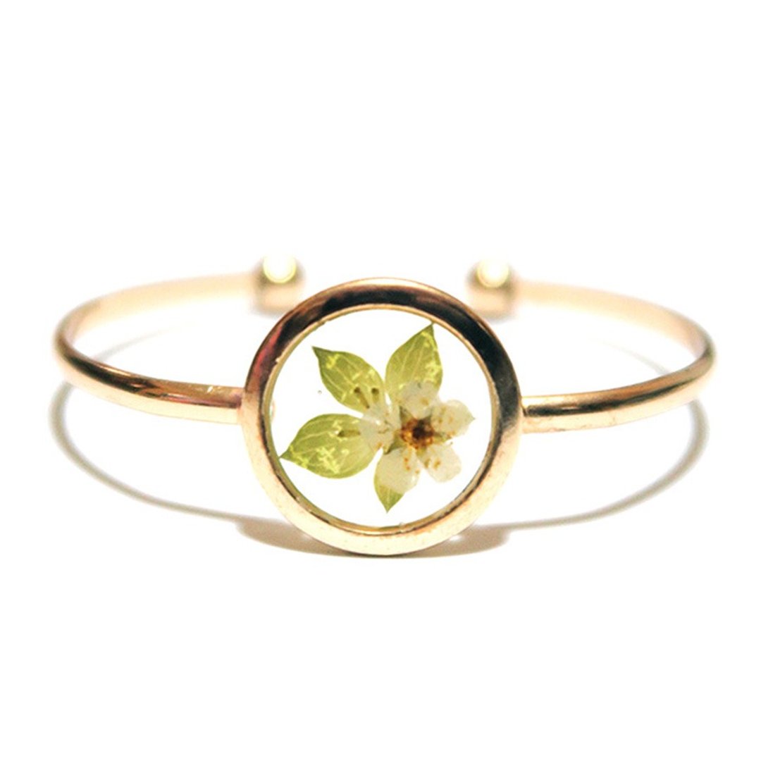 REVERIE JEWELLERY - Golden Frame Bangle (透明押花手镯) - 手链/手环 - 其他金属 金色