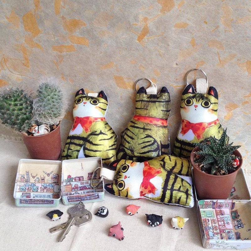 领带猫吊饰钥匙圈 - 钥匙链/钥匙包 - 其他材质 绿色