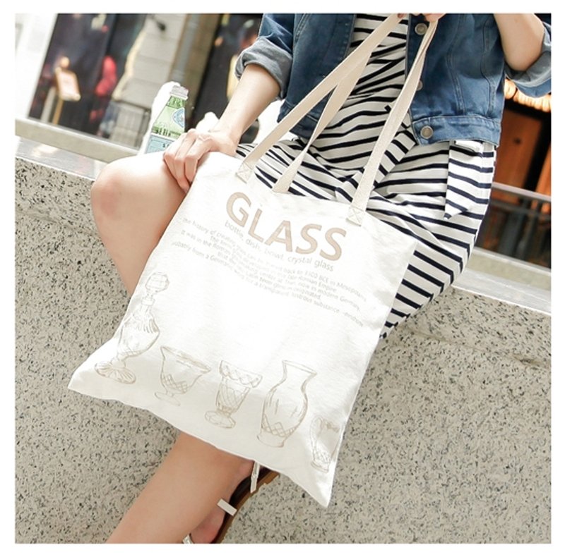 Nature系列_双肩背袋棉麻布包(GLASS) - 侧背包/斜挎包 - 其他材质 白色