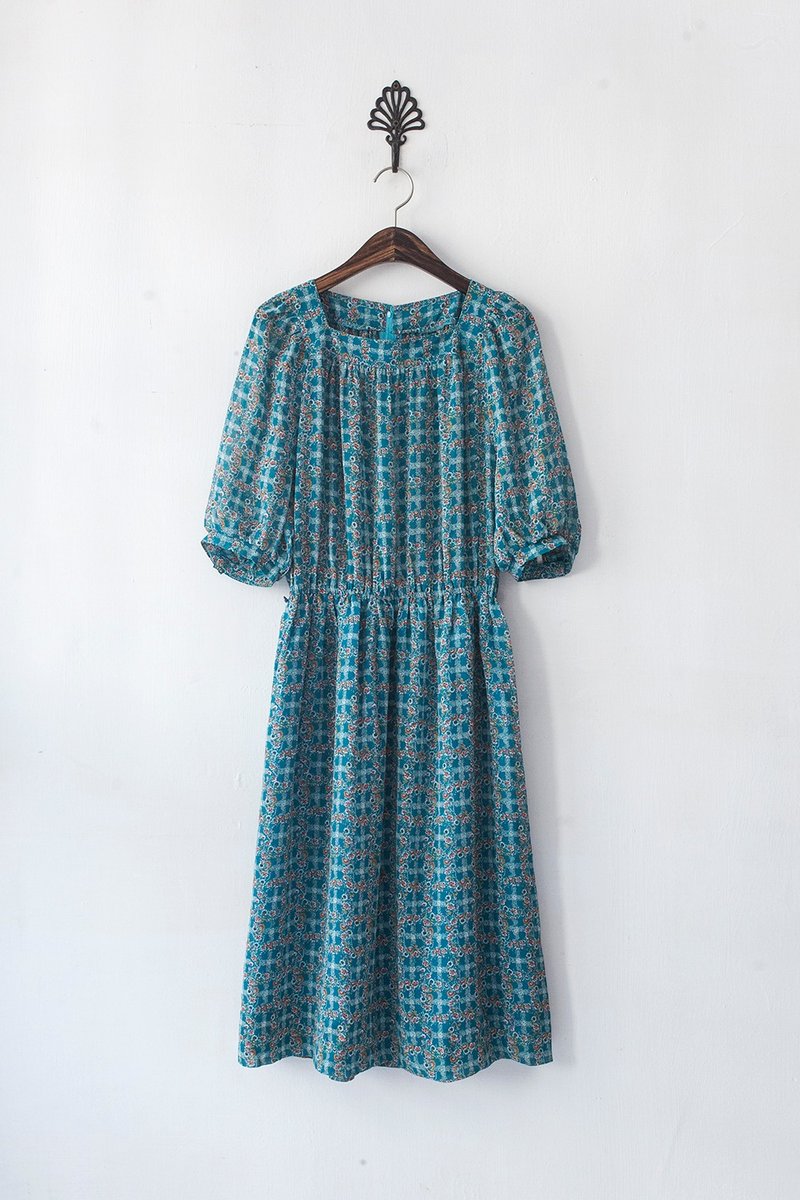 Banana Flyin’ ｜日本制 古着 翠绿 花卉 短袖洋装 - 洋装/连衣裙 - 其他材质 