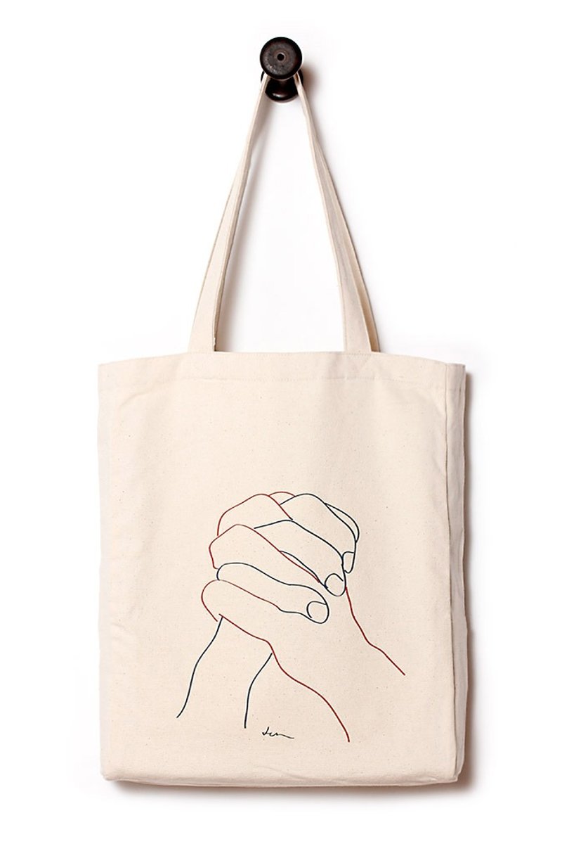 [Pray]。SlowlySlowlySlowly联名款。帆布包/日用袋。正面能量集聚而来! - 侧背包/斜挎包 - 棉．麻 