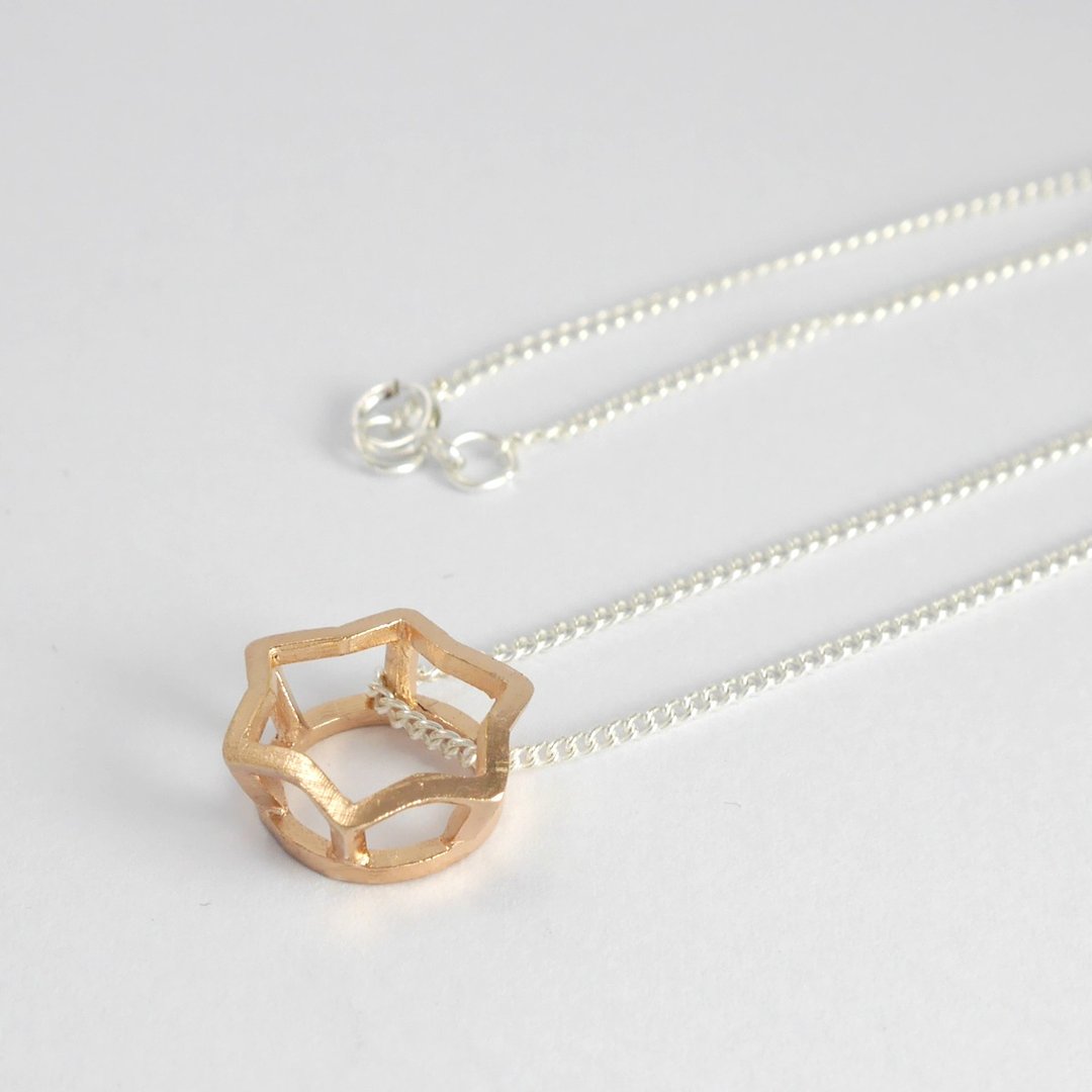 STAR NECKLACE - PINK GOLD PLATED on Sterling silver. - 项链 - 其他金属 金色