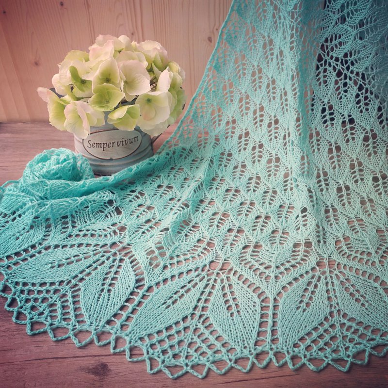 Haruni-L 手工编织蕾丝披肩/围巾 - 丝巾 - 其他材质 蓝色