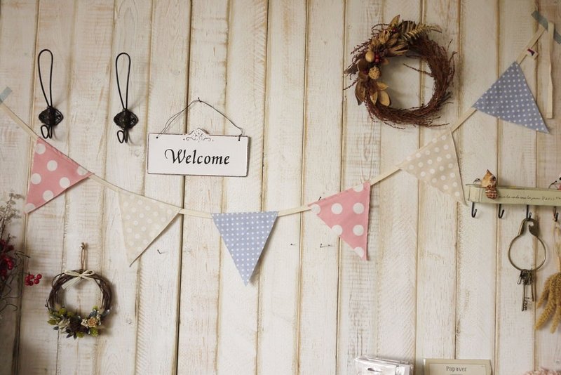 杂集手作zakka乡村风杂货．棉麻花布三角旗(6片/夏日恋曲)-小改版 - 墙贴/壁贴 - 其他材质 粉红色