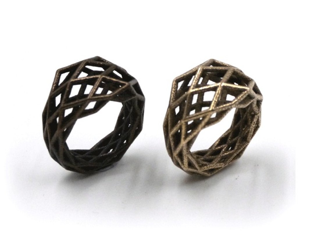 3D打印饰物戒指 - 三维打印 x Grid Geometry Ring (不锈钢) - 戒指 - 其他金属 