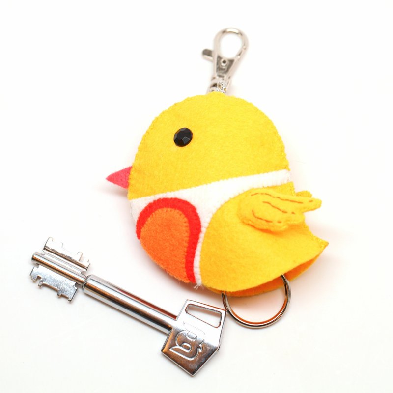 【小鸟围兜兜】情人款  黄色 同心鸟钥匙包 - 钥匙链/钥匙包 - 其他材质 蓝色