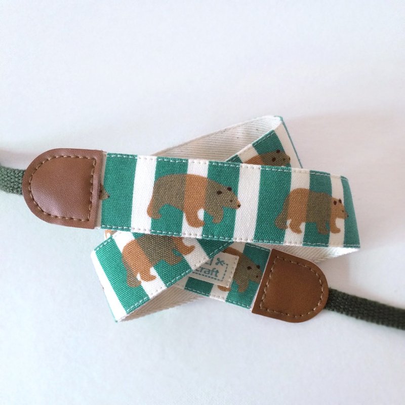 北极熊熊条纹相机背带-绿 - 相机背带/脚架 - 棉．麻 绿色