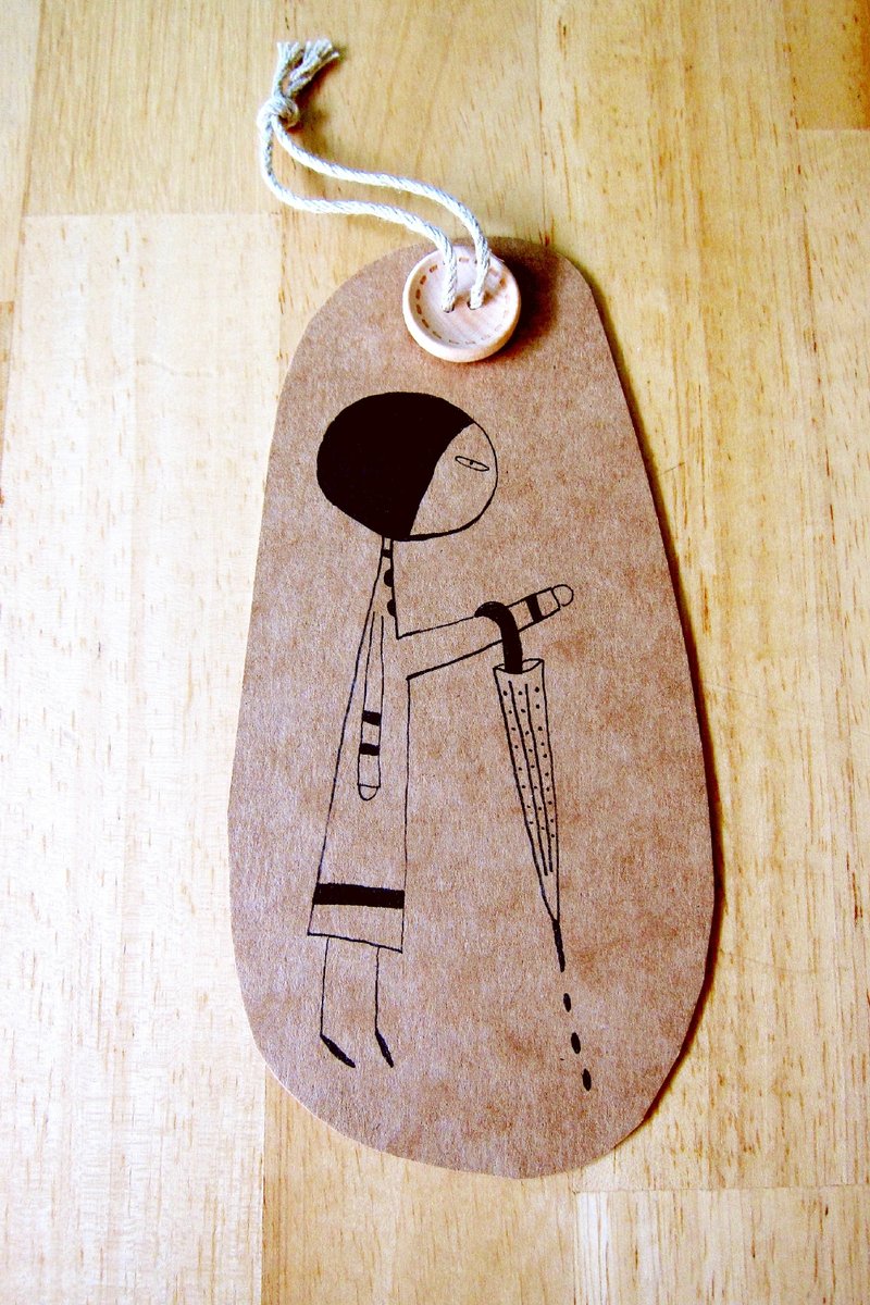 大头症女孩英文字母书签-K - 卡片/明信片 - 纸 卡其色