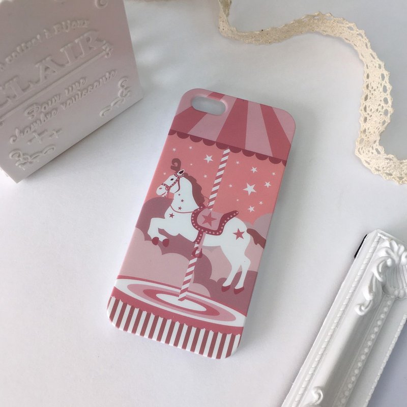 香港原创设计 粉红色旋转木马图案 iPhone X,  iPhone 8,  iPhone 8 Plus, iPhone 7, iPhone 7 Plus, iphone 6/6S , iphone 6/6S PLUS, Samsung Galaxy Note 7 透明手机壳 - 手机壳/手机套 - 塑料 粉红色