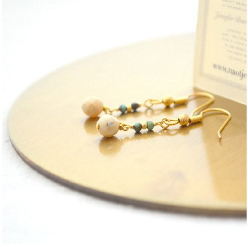 14kgf 绿松石 蛋白石耳环 - 耳环/耳夹 - 其他金属 蓝色