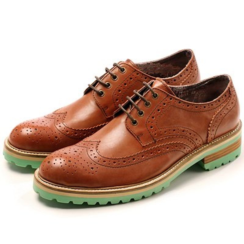 Vanger 优雅美型·布洛克雕花夹层彩底休闲鞋║Va141休闲褐 单一特价 - 男款牛津鞋/乐福鞋 - 真皮 咖啡色