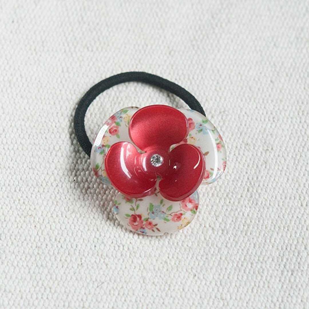 花夏,三瓣花,发束,发圈-红 - 发饰 - 压克力 红色