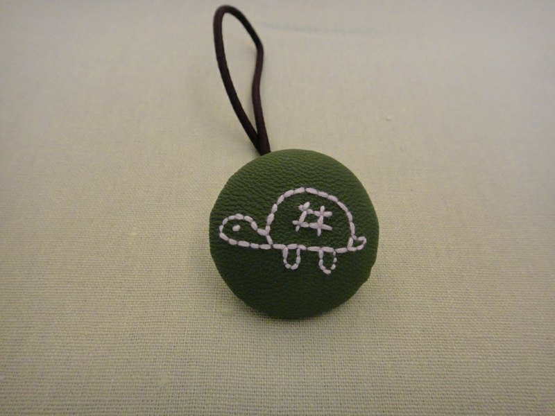 手感皮革包扣发束 - 小乌龟 - 发饰 - 真皮 绿色