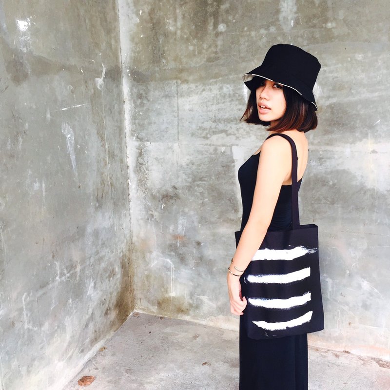 横/托特包/肩背包/ - 侧背包/斜挎包 - 棉．麻 黑色