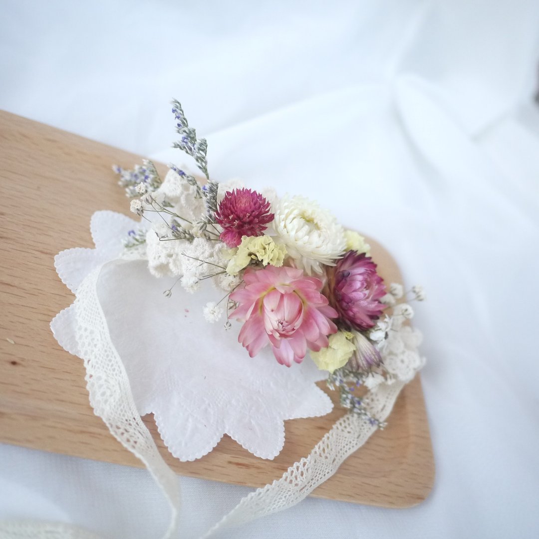 未完待续 | 干燥手腕花 手作 蕾丝 婚纱 伴娘 小物 婚摄 外拍 - 手链/手环 - 植物．花 