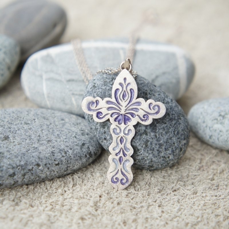 Croce-珐琅十字坠链 - 项链 - 其他金属 紫色