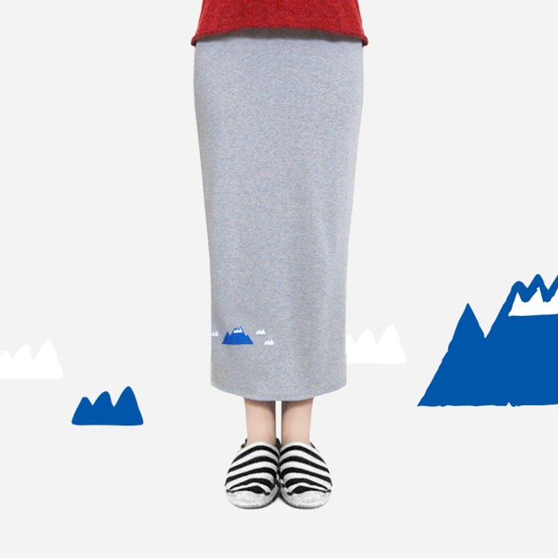 【幸福情人礼】霜降小雪山／公园散步休闲长裙 - 裙子 - 棉．麻 灰色