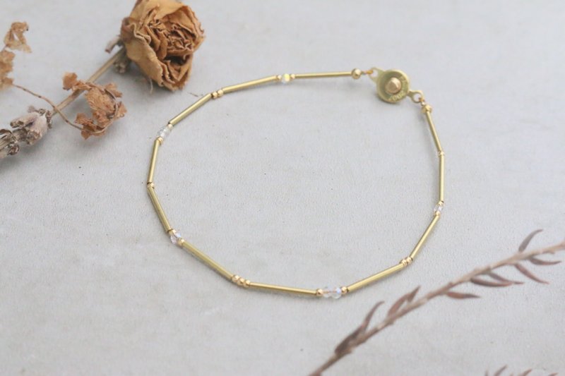 水晶 黄铜 手链 (0702 冰清玉洁 ） - 手链/手环 - 宝石 白色