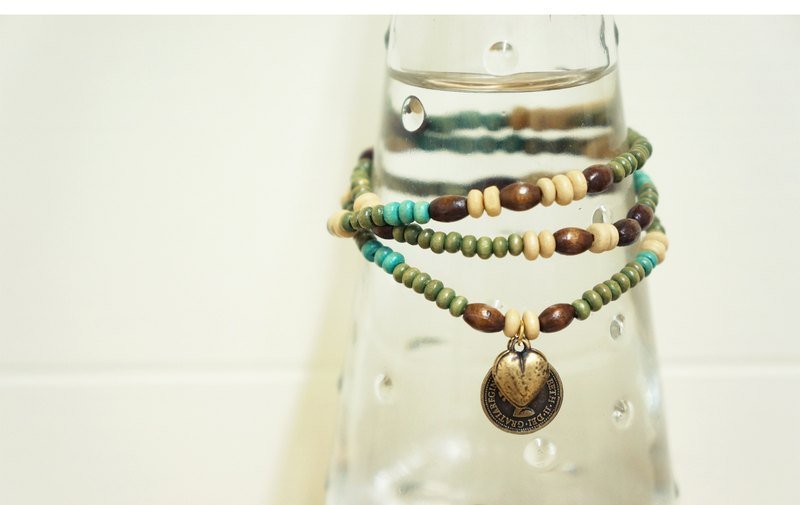 ☚ 生活中的小确幸 _ 木珠手炼 _嬉皮少女 ☛ - 手链/手环 - 木头 蓝色