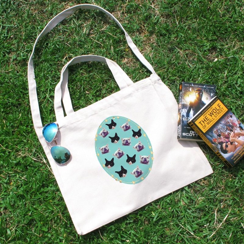 DOGS & CATS狗狗喵喵 横式帆布袋 - 手拿包 - 其他材质 