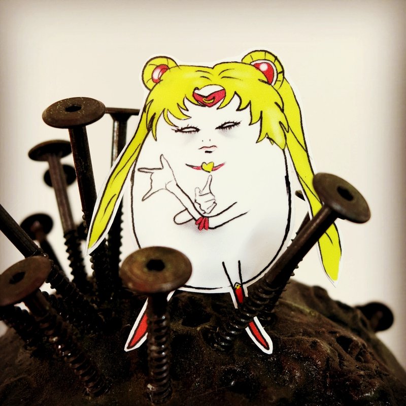 [stickes] 美少女"蛋"士 大防水贴纸 - 贴纸 - 纸 黄色