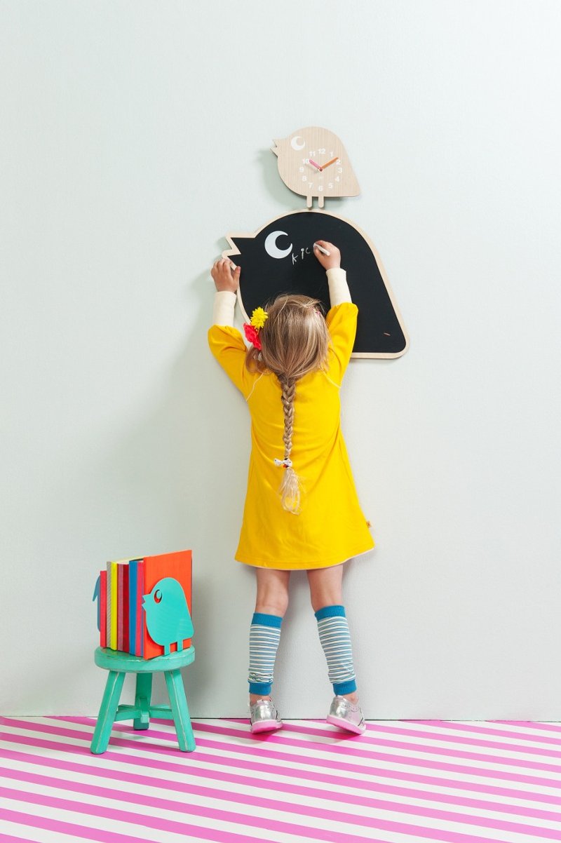 J.I.P., wall clock bird MDF wood veneer 小鸟挂钟 - 时钟/闹钟 - 木头 咖啡色