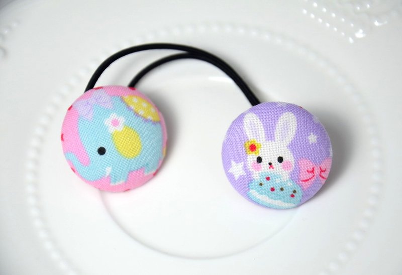 布包扣发束－大象&兔子 - 围嘴/口水巾 - 其他材质 粉红色