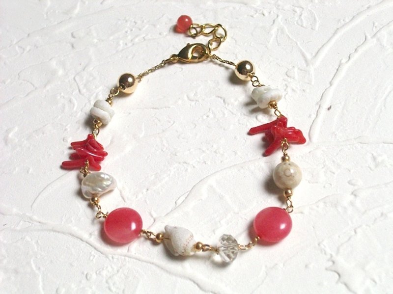 夏日热情贝壳宝石手链 - 手链/手环 - 其他材质 红色