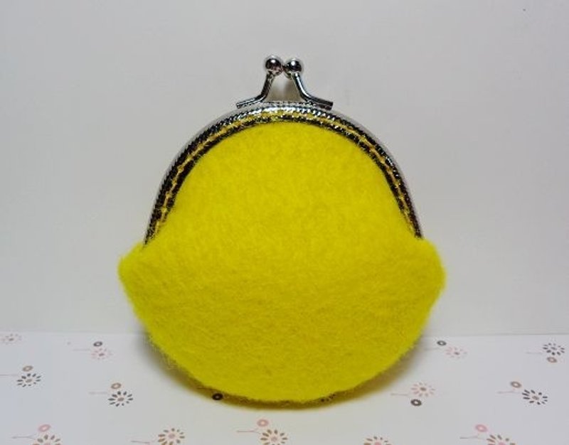 羊毛毡 ♥ 纯色物语 - 100%的手感温度 - ８cm口金零钱包。快乐黄 - 零钱包 - 羊毛 黄色