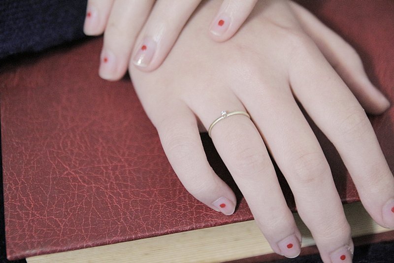 情人节品／极简金工 / 黄铜迷你2mm锆石钻戒 / - 戒指 - 其他金属 金色