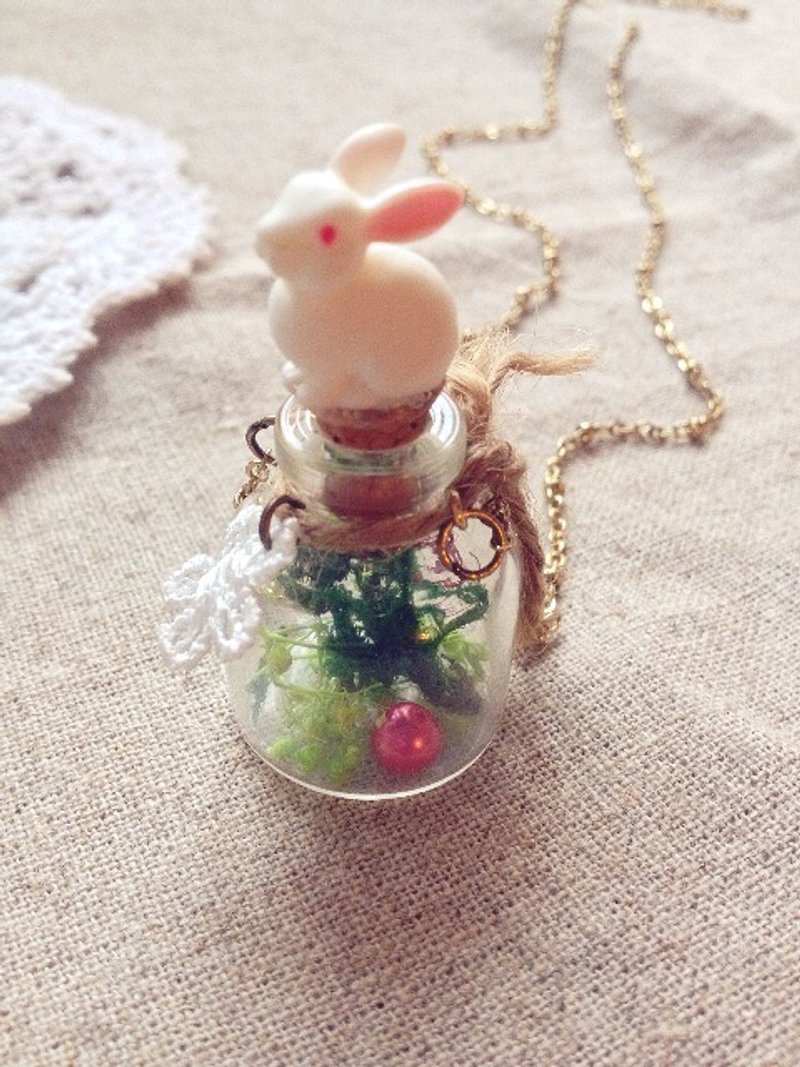 [imykaka] ♥ 森林系 小兔真花玻璃瓶项链 - 项链 - 玻璃 多色