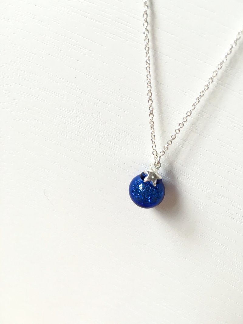 *Haku·Neko* 蓝色玻璃球星光颈链 - 项链 - 玻璃 蓝色