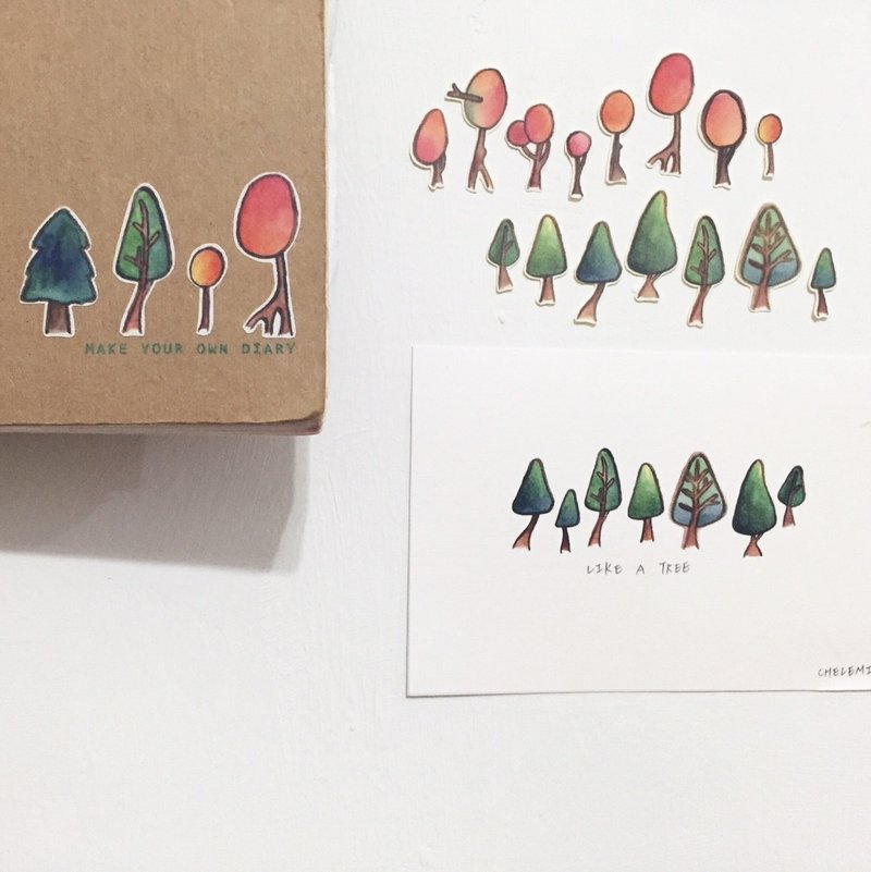 树木独特系列 贴纸集合包（四种树 25张贴纸）/ Chelemin - 贴纸 - 纸 多色