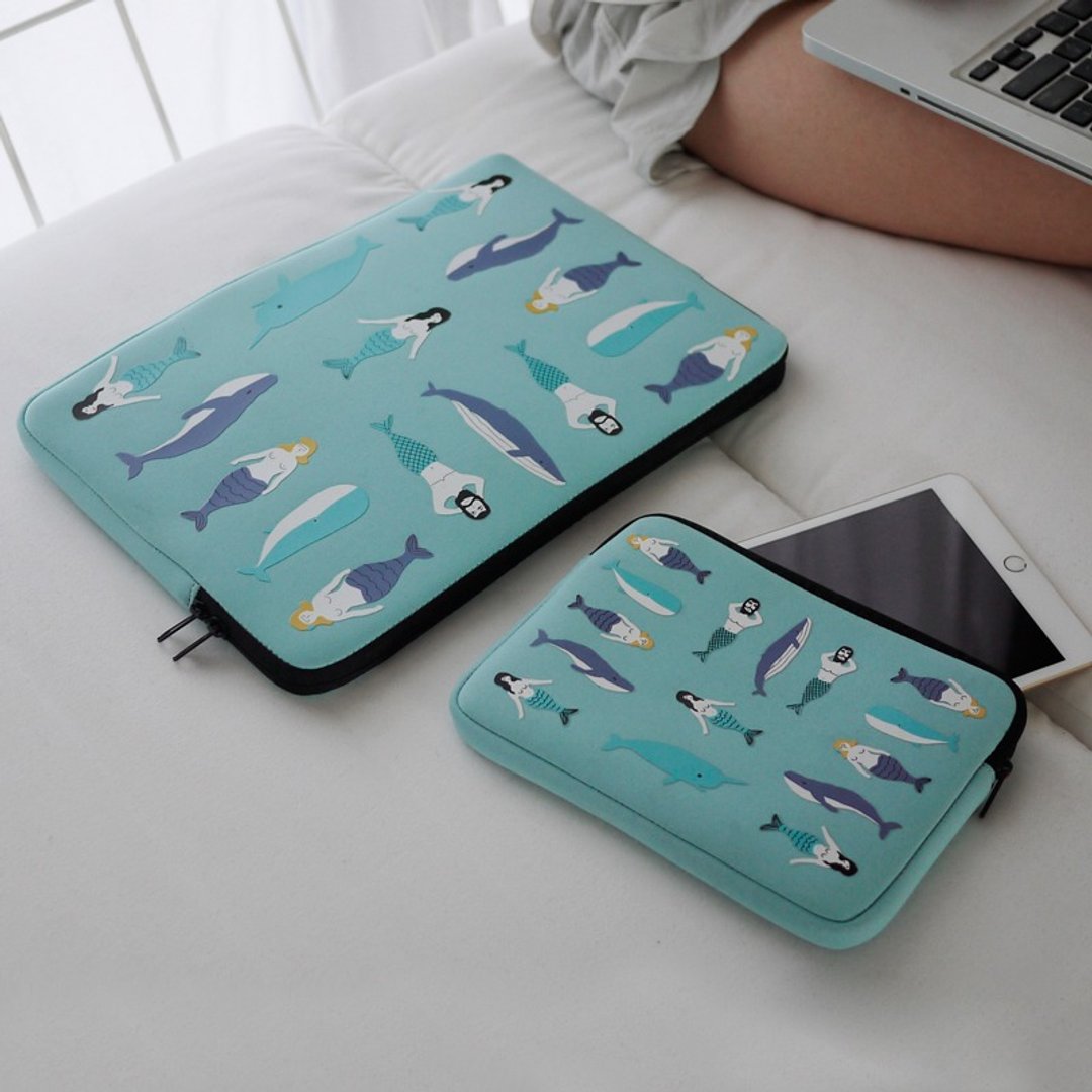 YIZISTORE 14寸电脑包macbook电脑包  浅蓝色美人鱼 - 电脑包 - 其他材质 